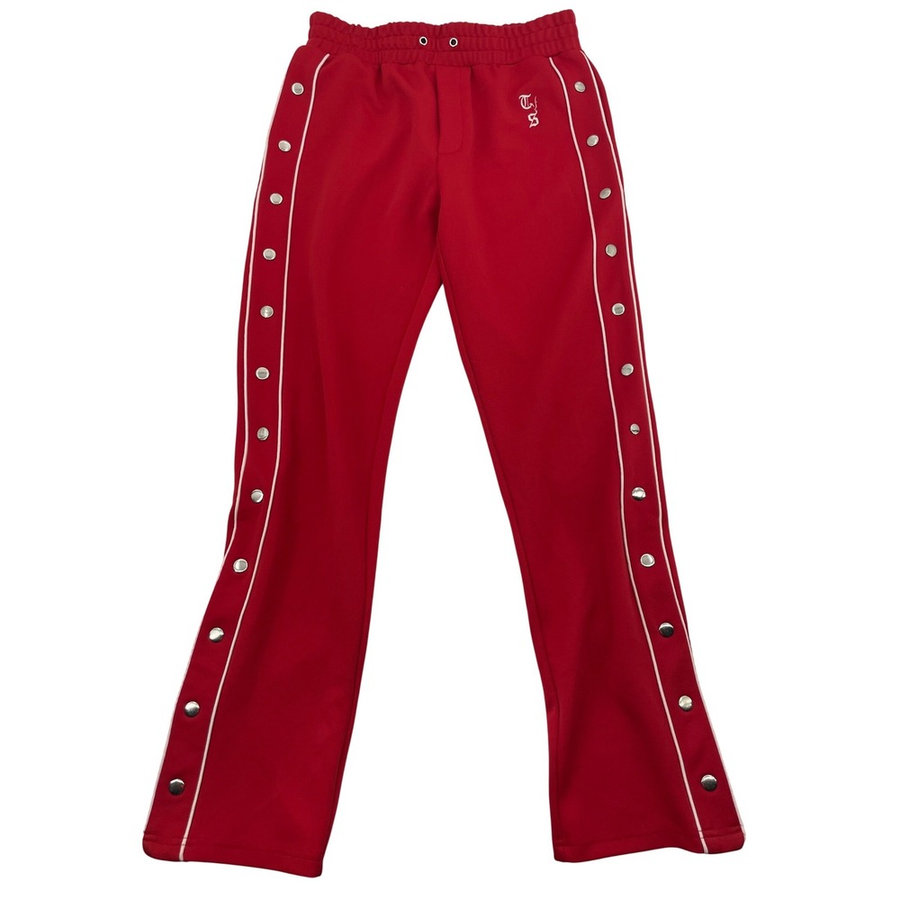 The Kooples Sport Track Pants S Red Good Snap Button Side Stripe Mens Joggers